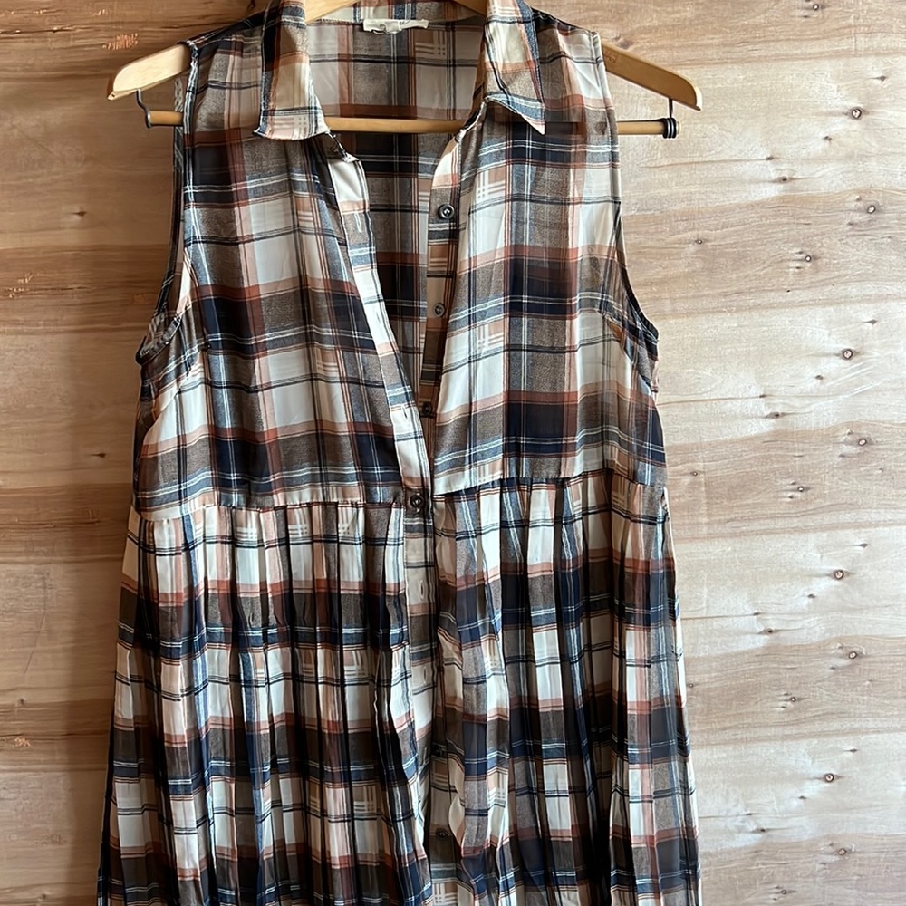 Button front plaid dress